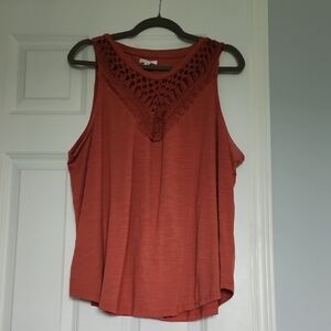 Women's Sleeveless Crochet Top - Coral